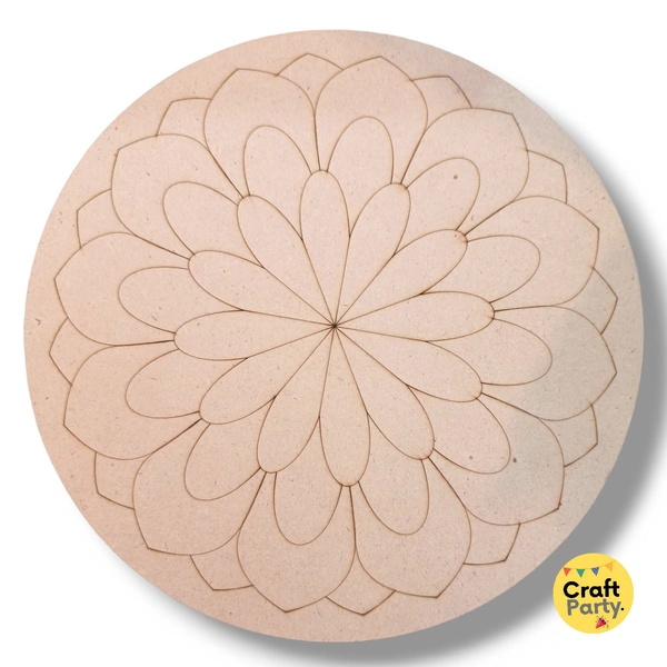 10 inch Round Designed MDF engraved cutout 3mm thickness for mandala art, lippan art