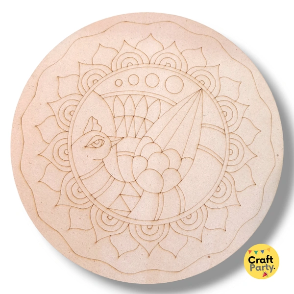 10 inch Round Designed MDF engraved cutout 3mm thickness for mandala art, lippan art