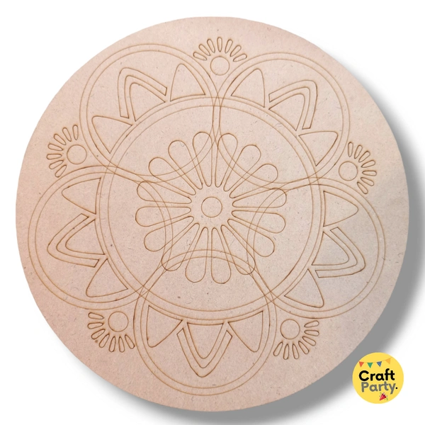 10 inch Round Designed MDF engraved cutout 3mm thickness for mandala art, lippan art
