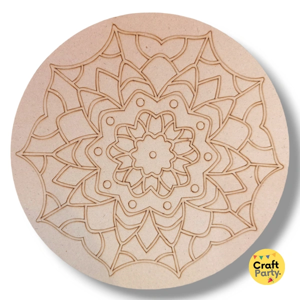 10 inch Round Designed MDF engraved cutout 3mm thickness for mandala art, lippan art