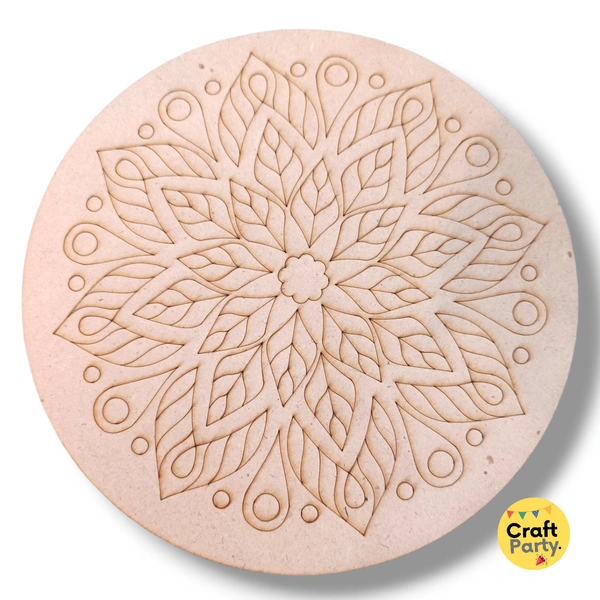 10 inch Round Designed MDF engraved cutout 3mm thickness for mandala art, lippan art
