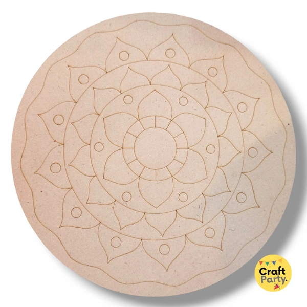 10 inch Round Designed MDF engraved cutout 3mm thickness for mandala art, lippan art