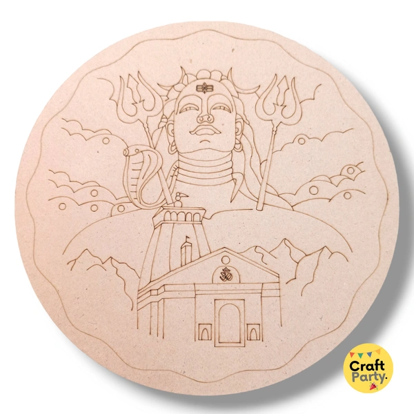 	10 Inch Round Designed MDF Engraved Cutout 3mm Thickness For Mandala Art, Lippan Art