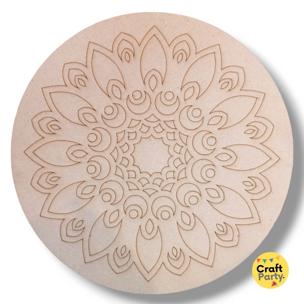 10 inch Round Designed MDF engraved cutout 3mm thickness for mandala art, lippan art