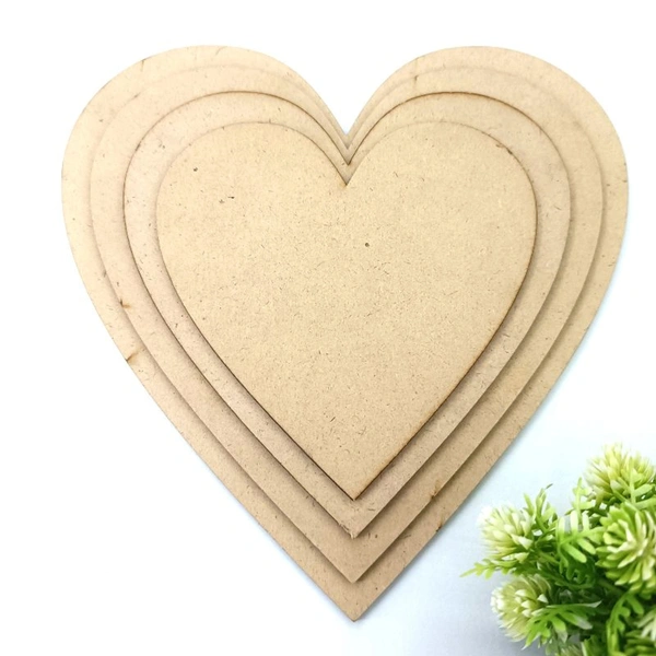 Heart MDF Boards For Art And Craft, Wood Heart MDF Sheets For Craft Work, DIY MDF Cutouts , 3mm Thickness - 10 inch
