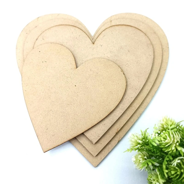 Heart MDF Boards For Art And Craft, Wood Heart MDF Sheets For Craft Work, DIY MDF Cutouts , 3mm Thickness - 10 inch