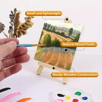 1pc 4in*4in Mini Canvas And Easel Set, Small Art Easel Stand With Canvas Set, Tabletop Wooden Display Stand And Canvas Panels For Artist, Students, Adults, Students Painting.