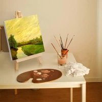 1pc 4in*4in Mini Canvas And Easel Set, Small Art Easel Stand With Canvas Set, Tabletop Wooden Display Stand And Canvas Panels For Artist, Students, Adults, Students Painting.