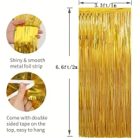 2pc Golden Curtains[3x6inch] For Birthday / Anniversary/ Party Decoration