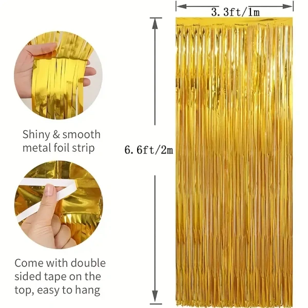 2pc Golden Curtains[3x6inch] For Birthday / Anniversary/ Party Decoration