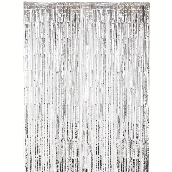 2pc Silver Curtains[3x6inch] For Birthday / Anniversary/ Party Decoration	