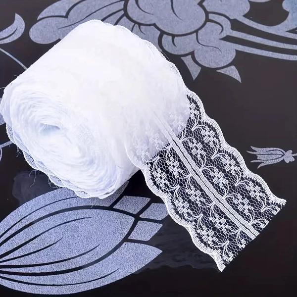 6Yards/4.5mts Ehite Lace DIY Handicraft Material, Clothing Decoration Accessories, Linen Roll Trim Ribbon