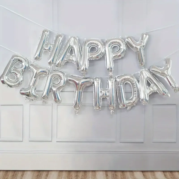 16 inch Happy Birthday Foil Balloon - Silver