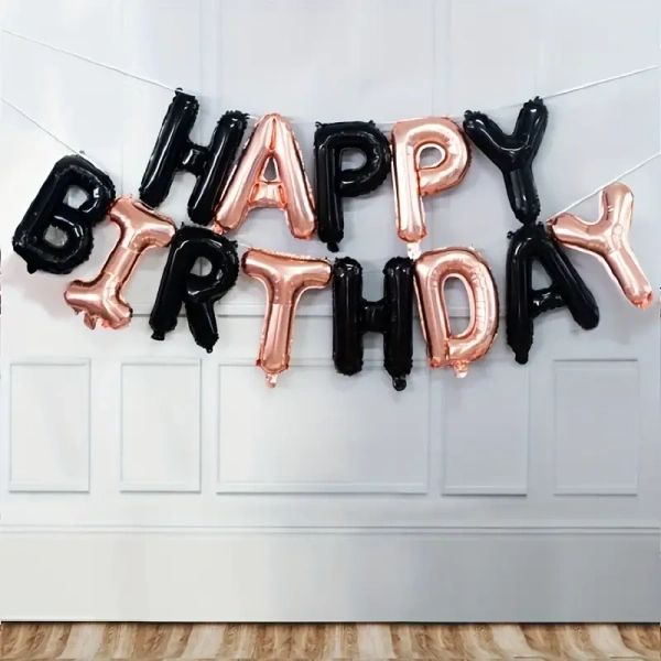 13pcs, Birthday Balloon Rose Golden Foil Letter Balloons Set, Happy Birthday Decoration, Party Supplies, Photo Balloon, Party Balloon, Birthday Balloon, Birthday Decoration, Aesthetic Room Decor, Party Decorations Supplies