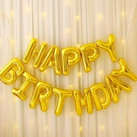 16 inch Happy Birthday Foil Balloon - Golden