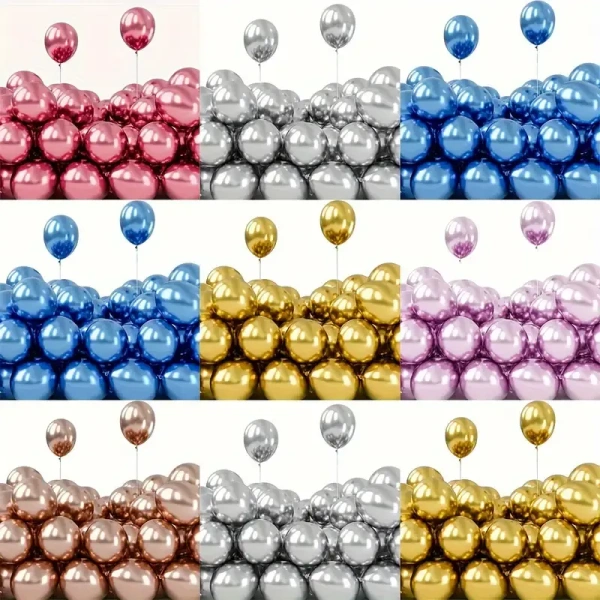 30pcs, 10-inch Metal Chrome Balloons, Party Balloons, For Birthday Party Decorations, Wedding Decor, Chrismas Decor, Outdoor Party Decor,room Decor. - Cocktail