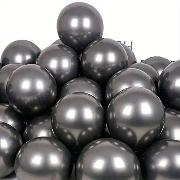 30pcs, 10-inch Metal Chrome Balloons, Party Balloons, For Birthday Party Decorations, Wedding Decor, Chrismas Decor, Outdoor Party Decor,room Decor. - Black