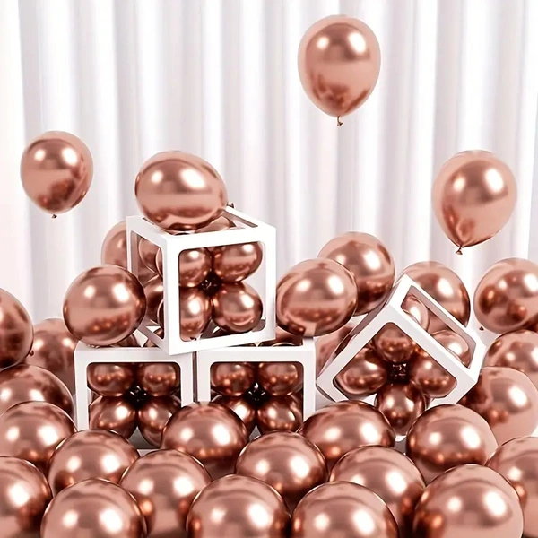 30pcs, 10-inch Metal Chrome Balloons, Party Balloons, For Birthday Party Decorations, Wedding Decor, Chrismas Decor, Outdoor Party Decor,room Decor. - Rose Gold