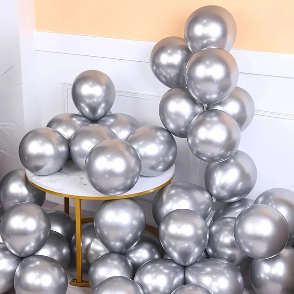 30pcs, 10-inch Metal Chrome Balloons, Party Balloons, For Birthday Party Decorations, Wedding Decor, Chrismas Decor, Outdoor Party Decor,room Decor. - Silver