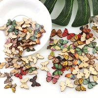 25pcs Wooden Colorful Butterfly Design Buttons With 2 Holes For DIY Handmade Fit Sewing And Scrapbook Buttons For Craft DIY Decoration