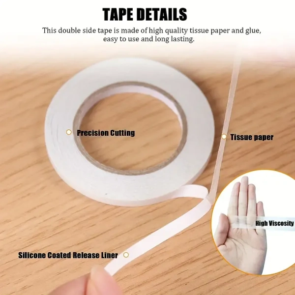 High-end Double-sided Transparent Craft Tape, Multi Size Double-sided Art Tape, Scrapbook DIY Photo Tape, Gift Packaging, Paper Back, Office School, Party