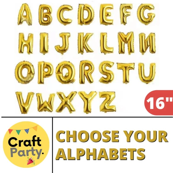 CraftParty 16 Inch Golden Foil Alphabets A-Z - Choose Your Alphabets - Customize As Required - B