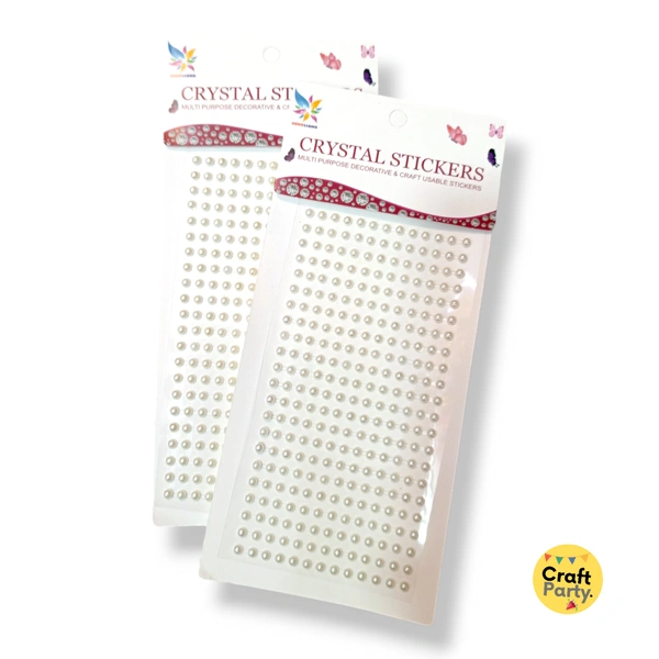 Craftparty White Small Half Cut Beads Sticker For Art & Craft