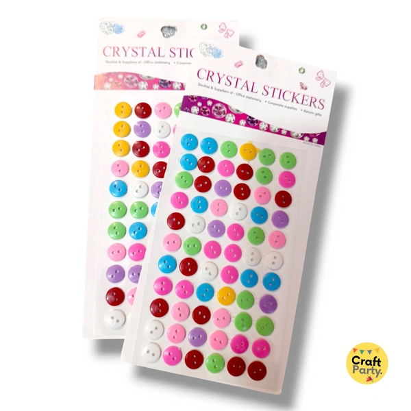 CraftParty 60+ Self Adhesive colorful Buttons For Art & Craft