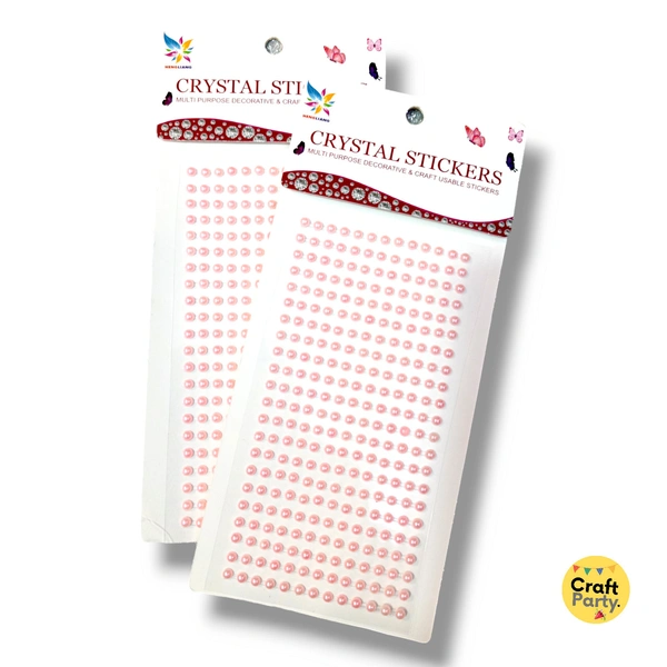 Craftparty Light Pink Small Half Cut Beads Sticker For Art & Craft