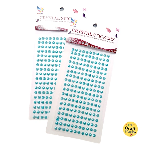 Craftparty Light Blue Small Half Cut Beads Sticker For Art & Craft