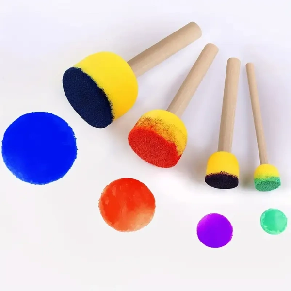 Round Sponge Brush Set, Round Sponge Brush For Painting, Paint Sponge For Acrylic Painting, Painting Tools For Arts And Crafts (4 Sizes)