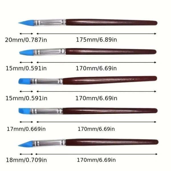 5pcs/set DIY Soft Pottery Clay Tools Sculpting Tools Cake Oils Engraving Rubber Craft Pen Brush Polymer Modelling Shaper