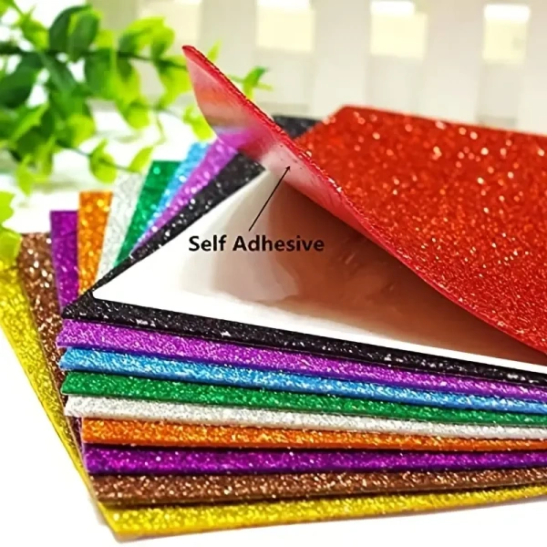 2pc CraftParty Self Adhesive Sticky A4 Size Glitter Sparkles Foam Sheet With Sticky Back - Choose Your Color - Mix Colors(Pack of 10pcs)