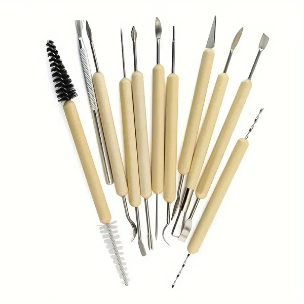 1set Soft Clay Sculpture Pottery Tool DIY Handmade Carving Knife Set With Wooden Handle Ceramics Modeling Graving Tools