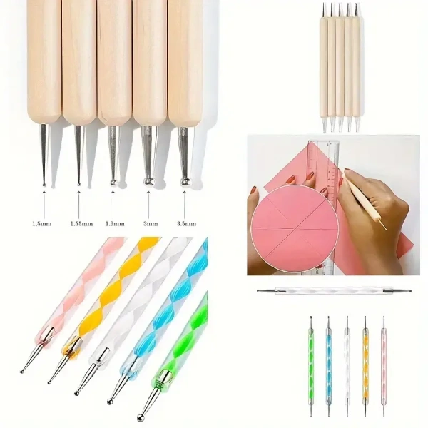 5pcs/set Embossing Stylus Tool Double Head Wood /Acrylic for DIY Fine Lines Freehand Embossing Intricate Patterns Dotting Tools