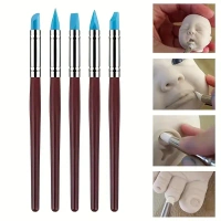 5pcs/set DIY Soft Pottery Clay Tools Sculpting Tools Cake Oils Engraving Rubber Craft Pen Brush Polymer Modelling Shaper