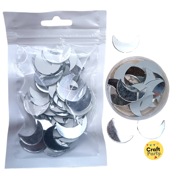 [40+ Pieces] Moon Shape Glass Mirrors - CraftParty