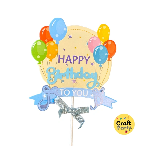 CraftParty Happy Birthday Topper Tag for cake decoration, party and fun