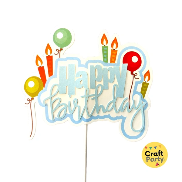 CraftParty Happy birthday cake topper tag for fancy cake decoration and fun