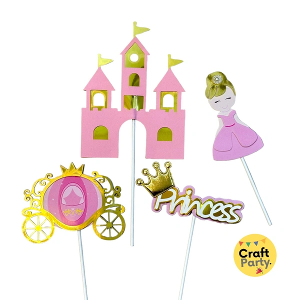 Princess Happy birthday pink topper tag set for cake decoration hamper decoration