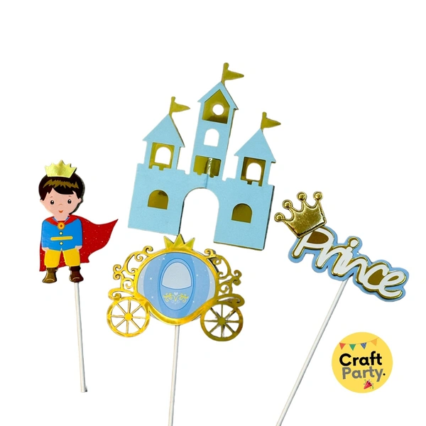Prince Happy birthday Blue topper tag set for cake decoration hamper decoration