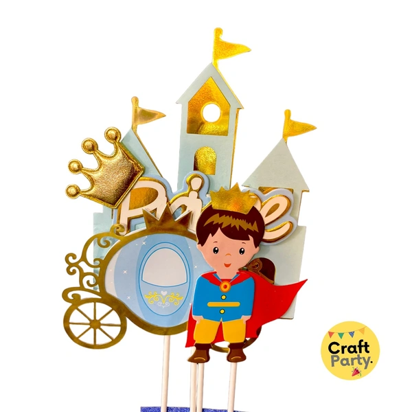 Prince Happy birthday Blue topper tag set for cake decoration hamper decoration