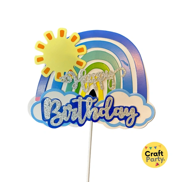 Rainbow Happy Birthday topper tag for cake decoration hamper decoration
