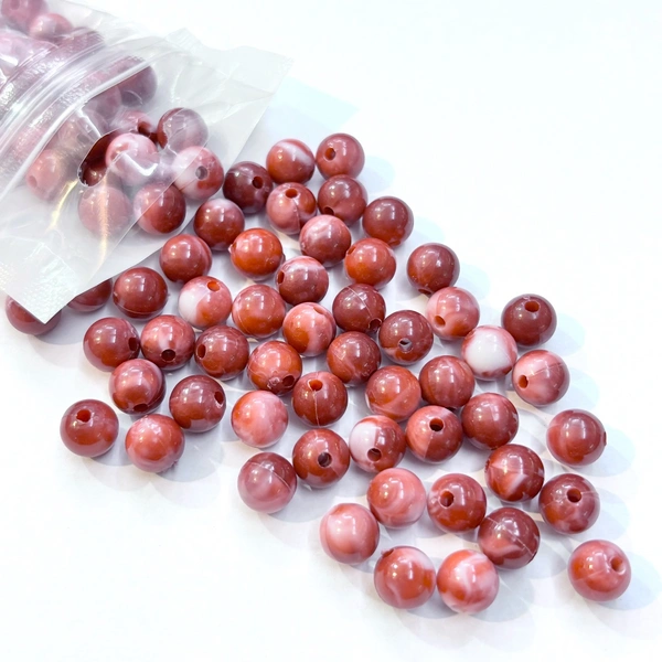 100pc - 8mm Maroon Shading Beads