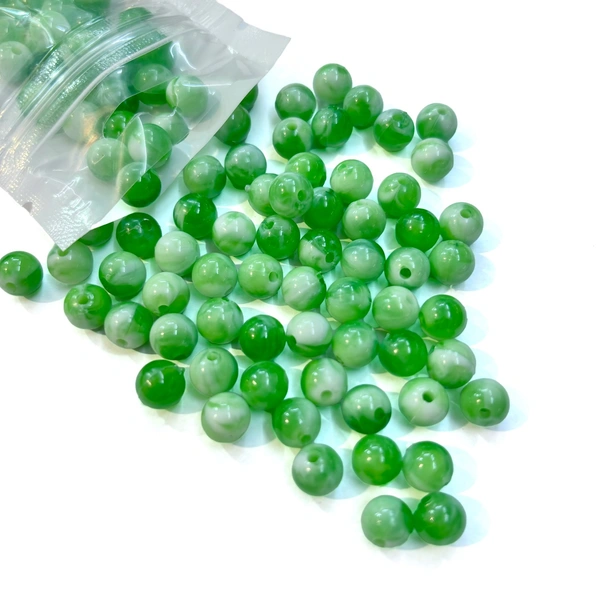 100pc - 8mm Green Shading Beads