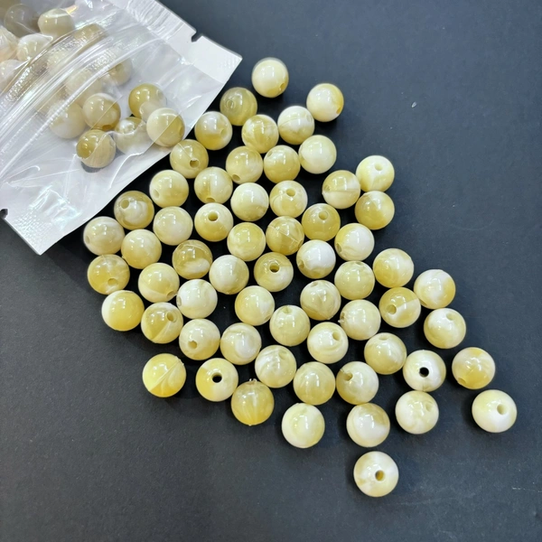 100pc - 8mm Light Gold Shading Beads
