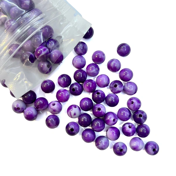 100pc - 8mm Dark Purple Shading Beads