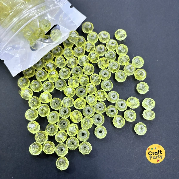 100pc - 8mm Lemon Yellow Crystal tyre beads