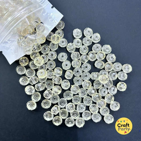 100pc - 8mm Cream Color Crystal tyre beads