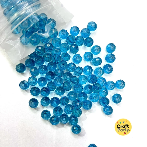 100pc - 8mm Light Blue Crystal tyre beads